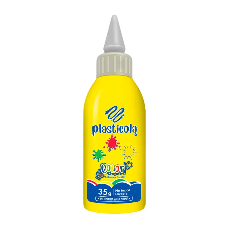 Adhesivo color Plasticola amarillo, 40g. pack de 12 unidades