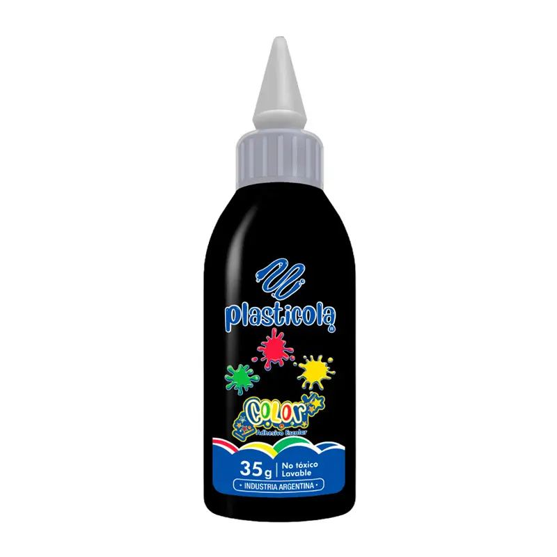Adhesivo color Plasticola negro, 40g. pack de 12 unidades