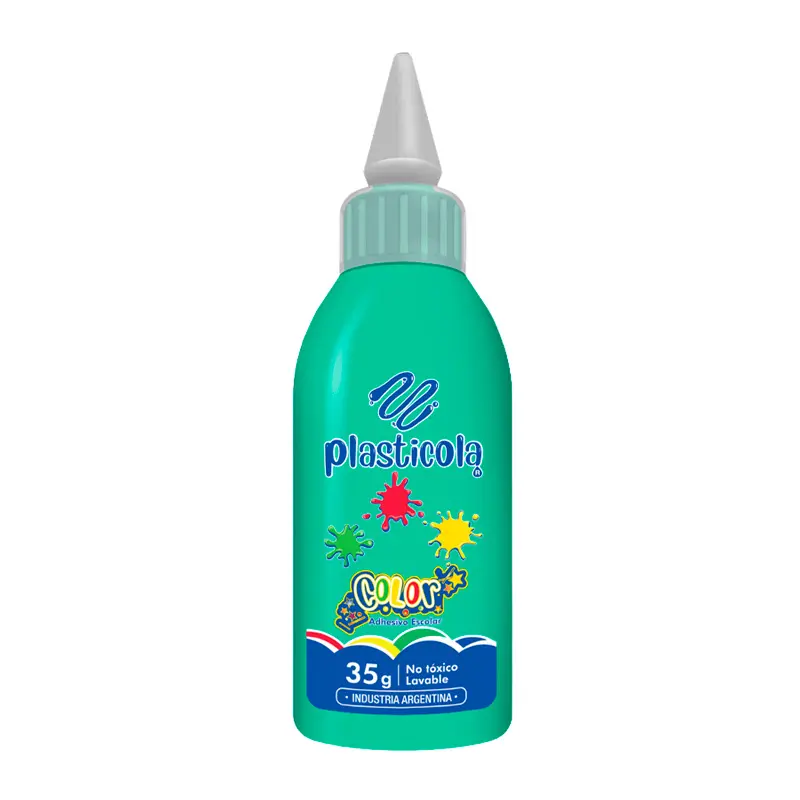 Adhesivo color Plasticola verde, 40g. pack de 12 unidades