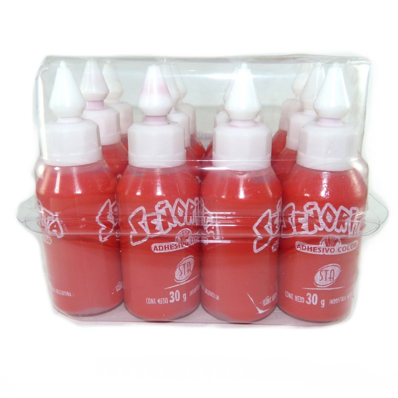 Adhesivo color Señorita rojo, 30g. pack de 12 unidades