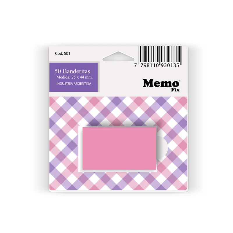 Banderitas MemoFix Rosa Fluo, blister de 50 unidades