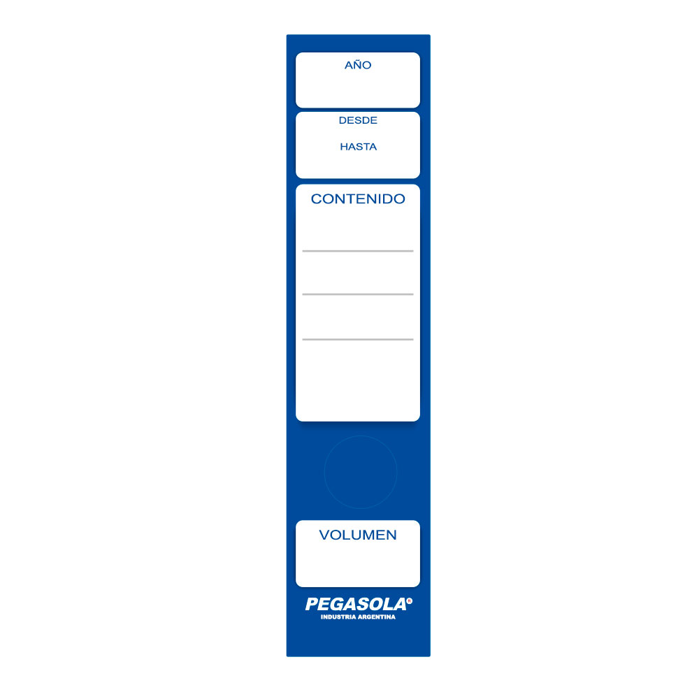 Lomo autoadhesivo para bibliorato azul, pack de 20 unidades