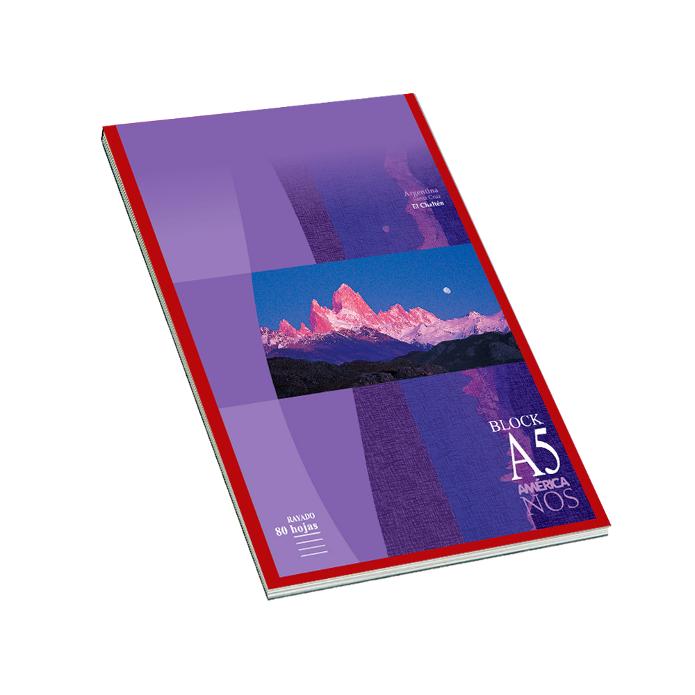Block A5 Emblocado América, 80 hojas rayadas