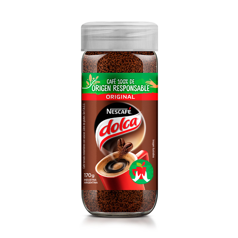 Café instantáneo Nescafé Dolca clásico, frasco de 170g.