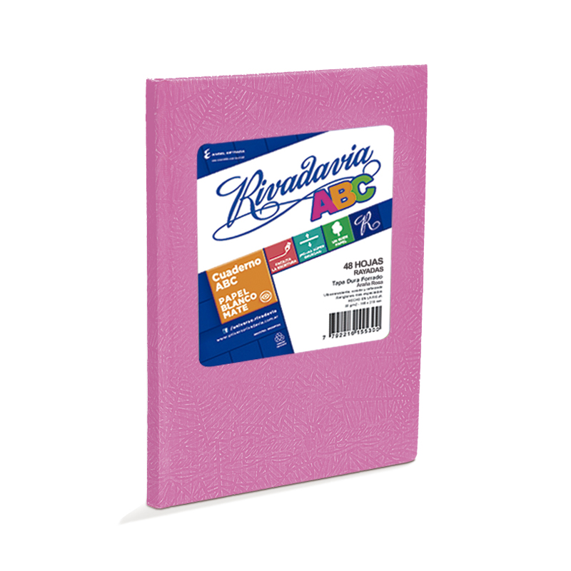 Cuaderno Rivadavia ABC  rosa, 19x23cm. 48 hojas rayadas