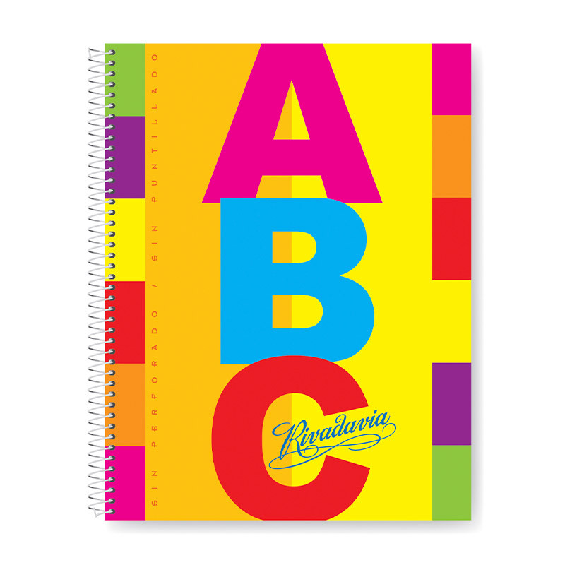 Cuaderno Rivadavia ABC espiralado tapa cartón, 21x27cm. 100 hojas cuadriculadas