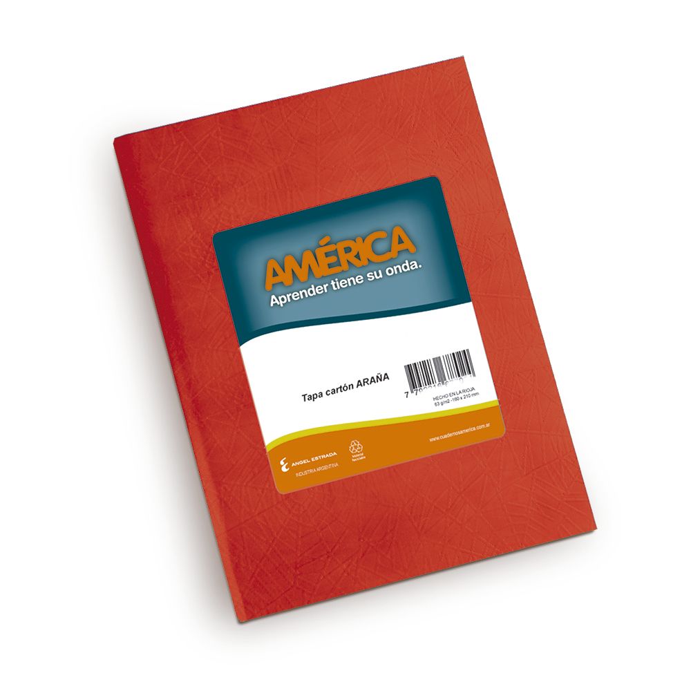 Cuaderno América Araña rojo, 16x21cm. 82 hojas rayadas