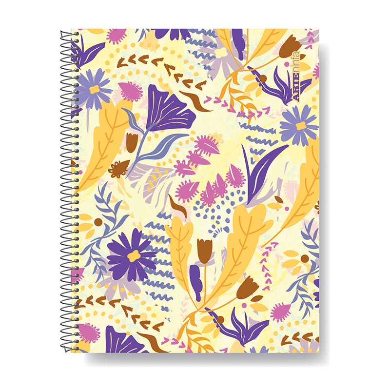 Cuaderno Arte Ninfa espiralado, 22x 29 cm. 80 hojas rayadas