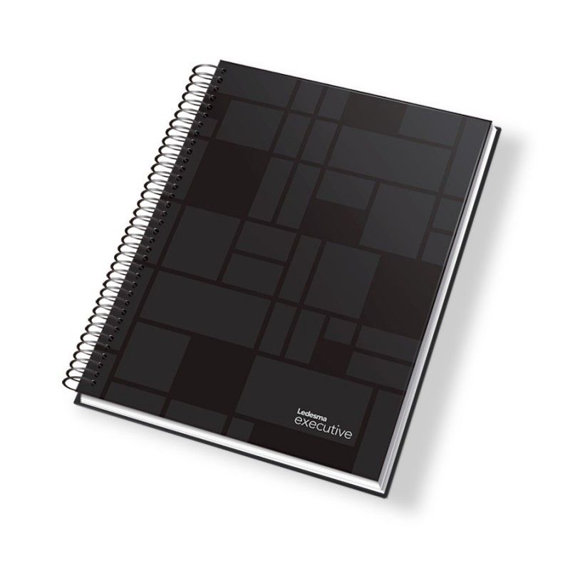 Cuaderno Executive espiralado polipropileno negro, 16x21cm. 120 hojas cuadriculadas