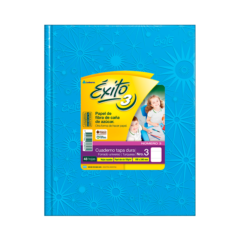Cuaderno Éxito E3 Universo, forrado turquesa, 19x24cm. 48 hojas rayadas