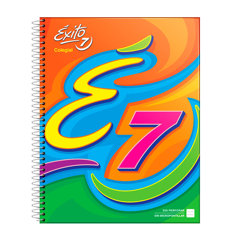 Cuaderno Éxito E7 espiralado Colegial tapa cartón, 21x27cm. 60 hojas rayadas