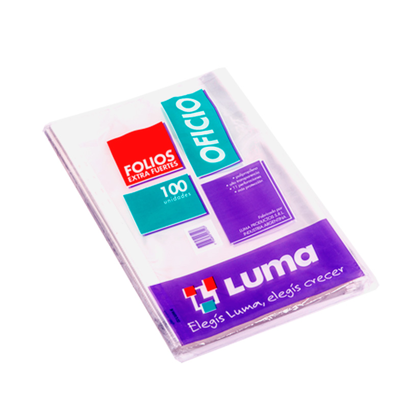 Folios Oficio PPP Luma Extra Fuerte 70 micrones pack x 100