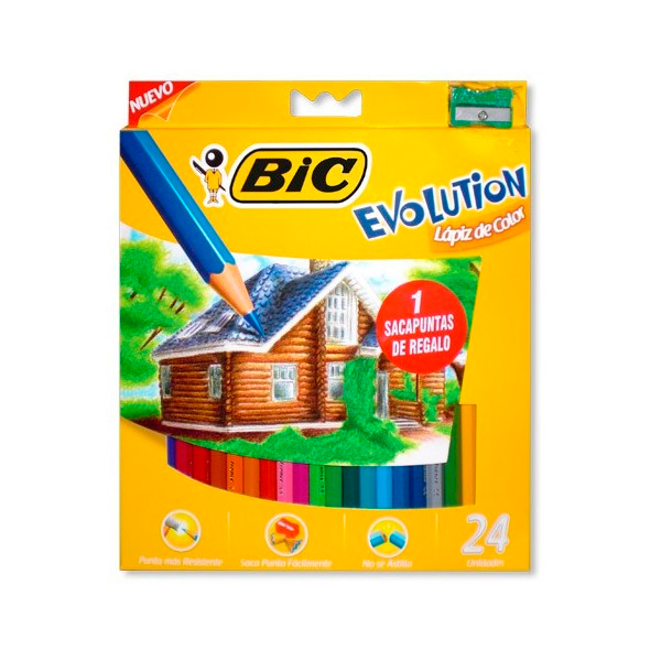 Lápices de colores Bic Evolution largos, de 24 colores