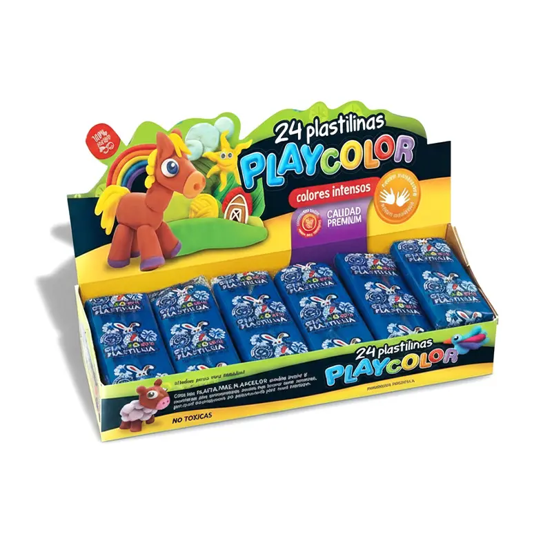 Plastilina Playcolor azul, caja de 24 barras