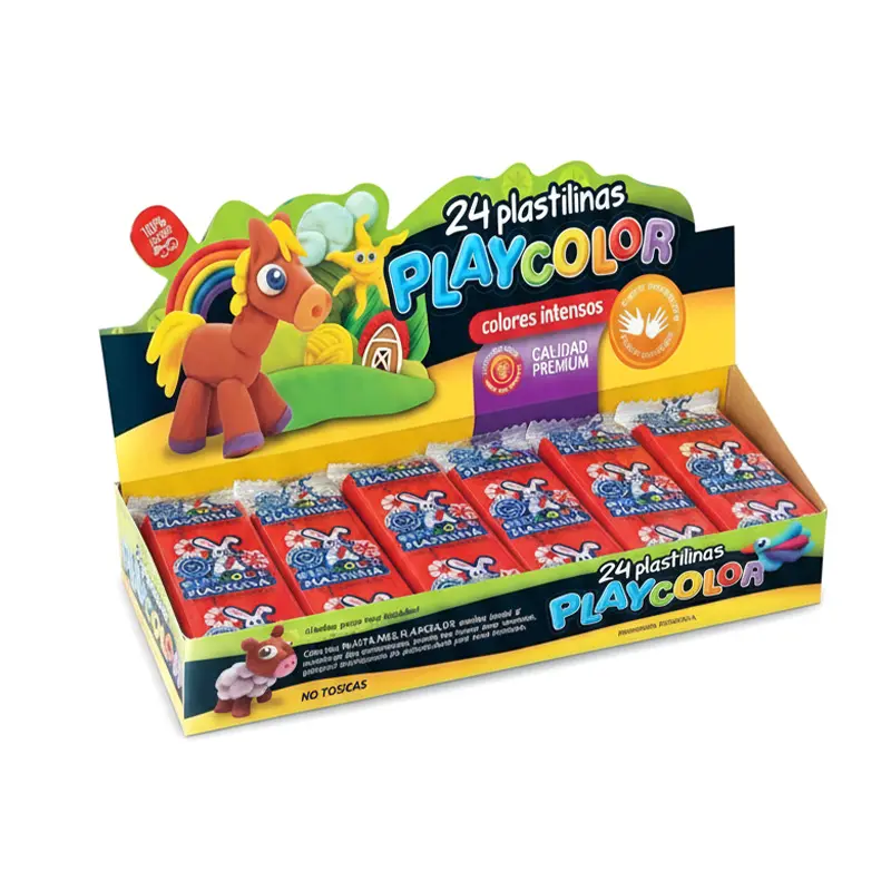 Plastilina Playcolor roja, caja de 24 barras