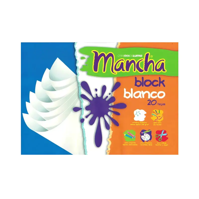 Block de Dibujo Luma Mancha A4, 20 hojas Blancas