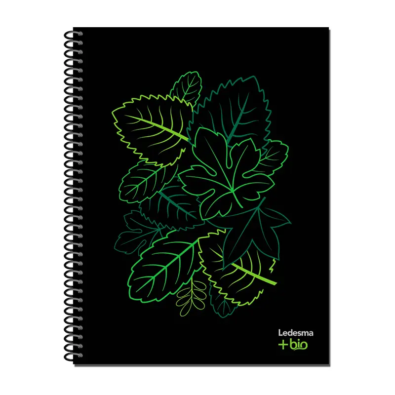 Cuaderno +Bio espiralado polipropileno, 22x29 cm. 80 hojas rayadas