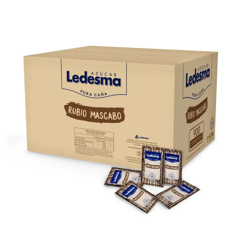 Azúcar Ledesma Rubia Mascabo, Caja x 900 Sobres