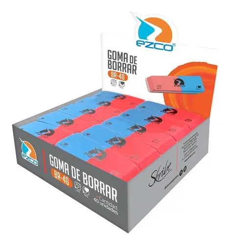 [COMBOEZBR40X40] Pack Combo Goma de borrar Ezco Caucho BR40 lápiz/tinta x40