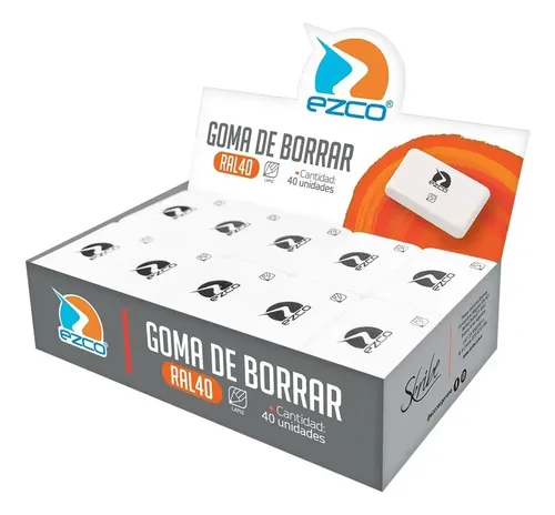 [COMBOERAL40X40] Pack Combo Goma de borrar Ezco Caucho RAL40 lápiz x 40