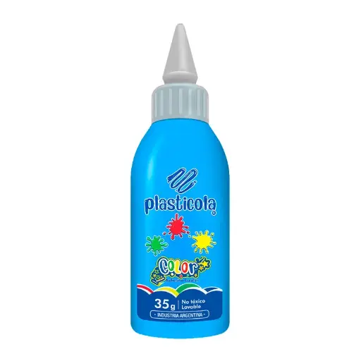[PLASTCELEX12] Adhesivo color Plasticola celeste, 40g. pack de 12 unidades