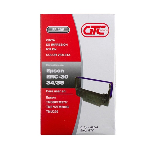 [CINTAERC3438] Cinta Alternativa GTC EP-30V compatible con Epson ERC-30|34|38 violeta