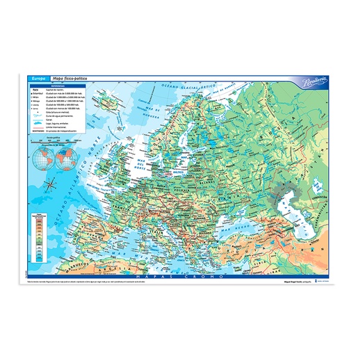 [RIVMAPEURFP6] Mapa Europa físico político Rivadavia N°6, block de 25 mapas