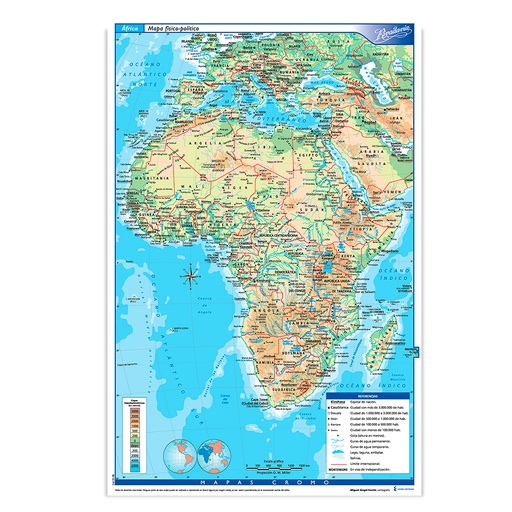 [RVMAPAFRFP6] Mapa África físico político Rivadavia N°6, block de 25 mapas