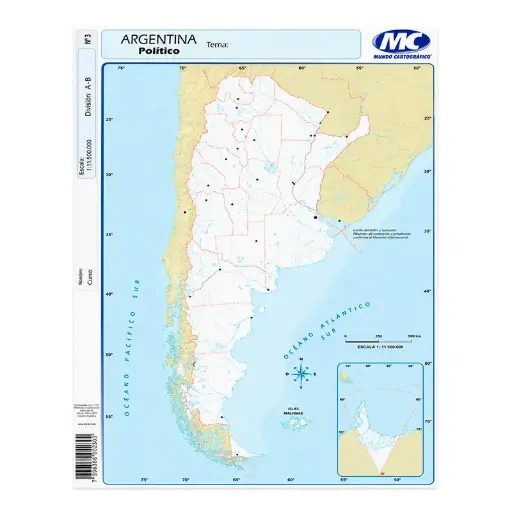 [MCMAPARGP3] Mapa Argentina político N°3 MC, unidad