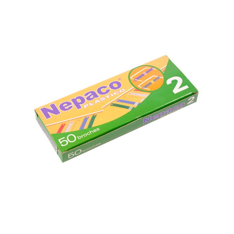Broches para carpeta, largos Nepaco N°2 caja de 50 unidades