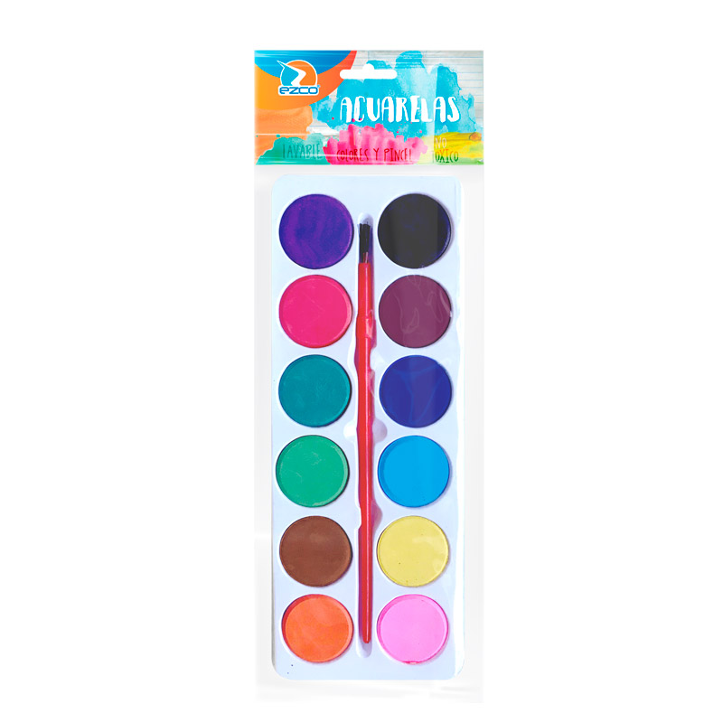 Acuarela Ezco, paleta de 12 colores