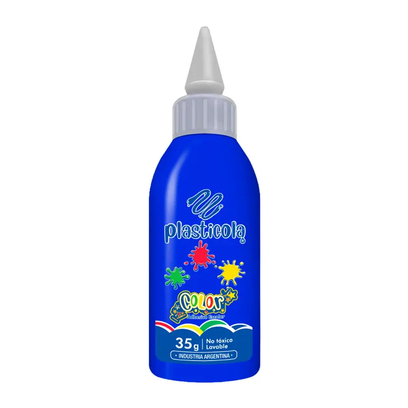 Adhesivo color Plasticola azul, 40g. pack de 12 unidades