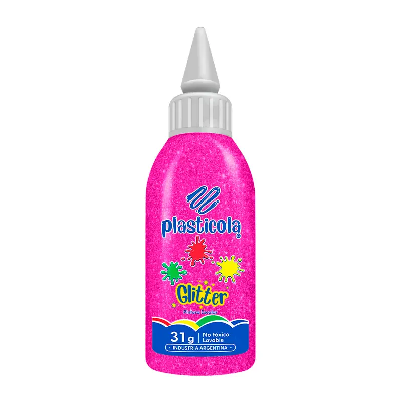 Adhesivo brillo Plasticola magenta, 38g. pack de 12 unidades