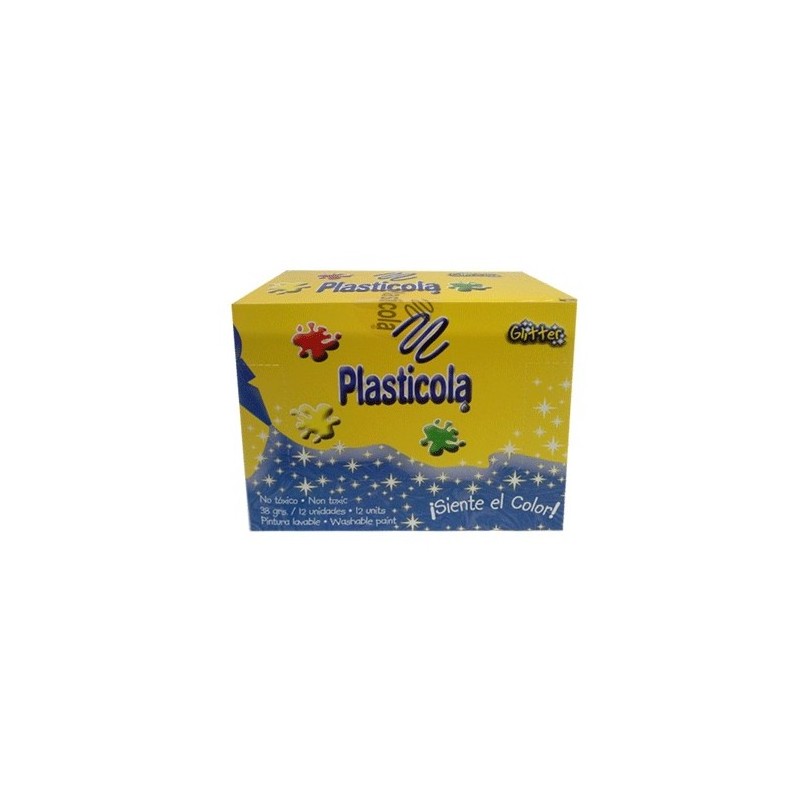Adhesivo brillo Plasticola plata, 38g. pack de 12 unidades