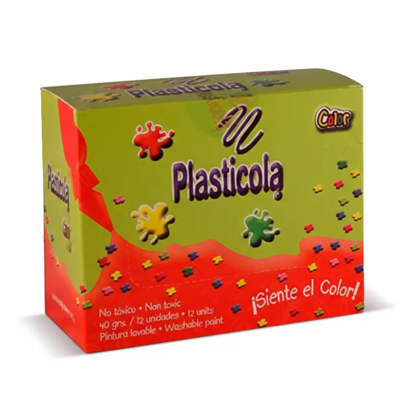Adhesivo color Plasticola,  colores surtidos 40g. pack de 12 
