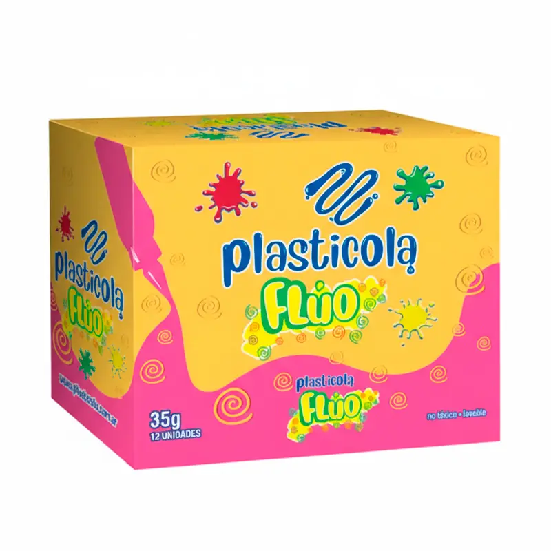 Adhesivo color flúo Plasticola Surtido, 40g. pack de 12 