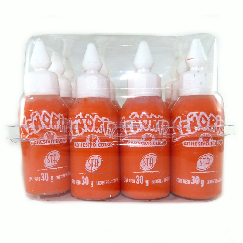 Adhesivo vinílico Señorita naranja, 30g. pack de 12 unidades