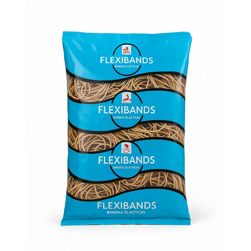 Bandas elásticas  Flexibands de látex,0.2 x 130mm. x 80mm bolsa de 500g.