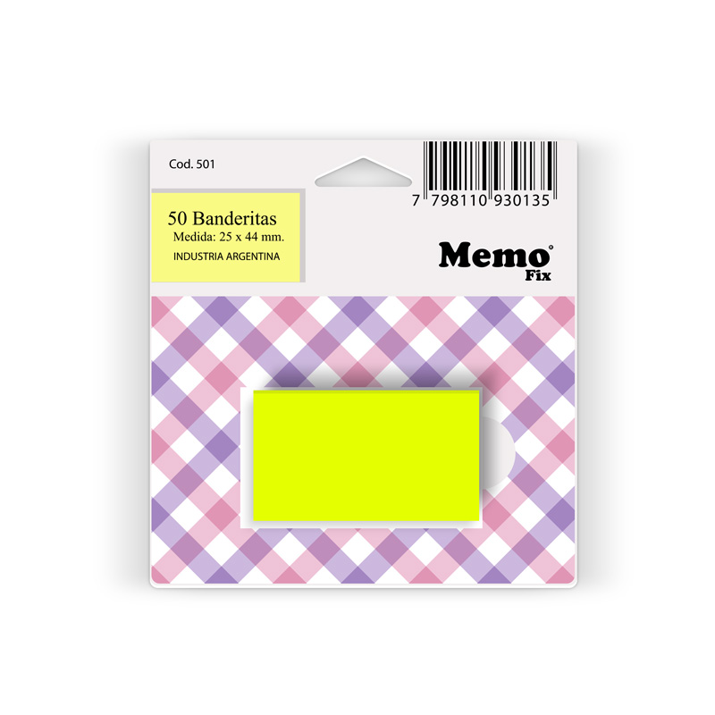 Banderitas MemoFix amarillo fluo, blister de 50 unidades