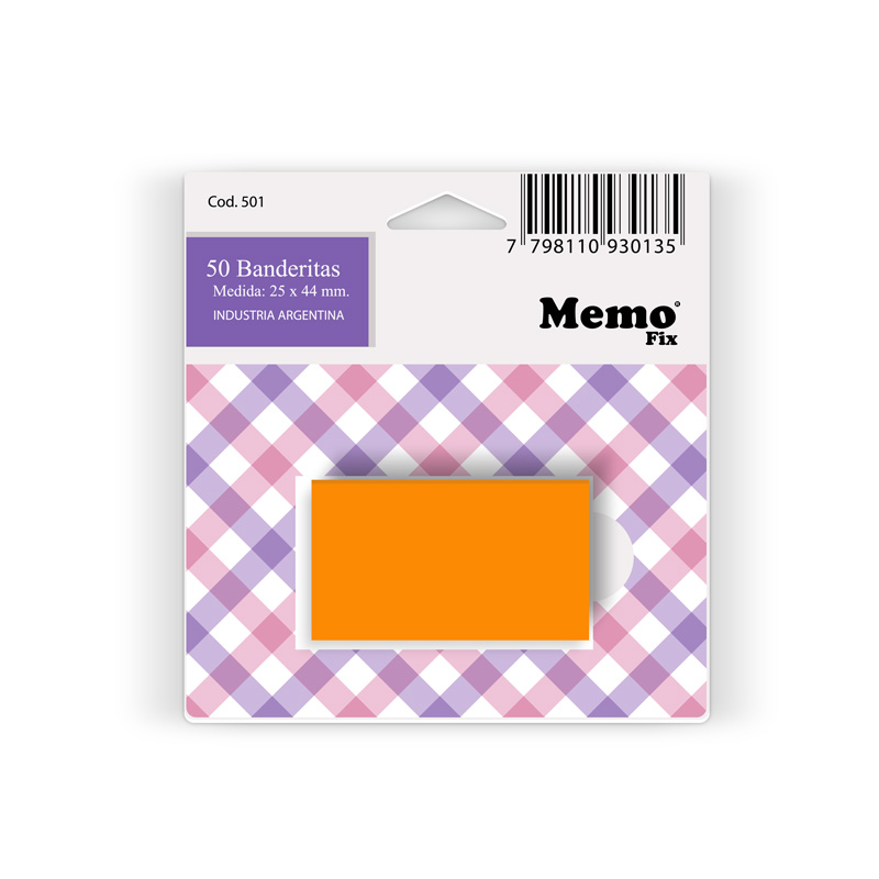 Banderitas MemoFix naranja fluo, blister de 50 unidades