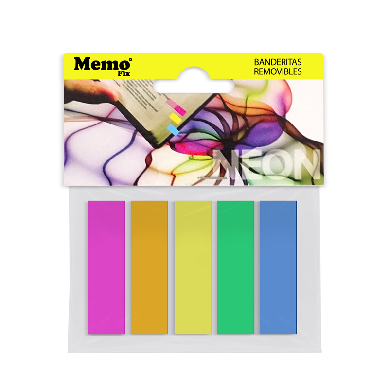 Banderitas MemoFix 5 colores surtidos, pack de 125 unidades