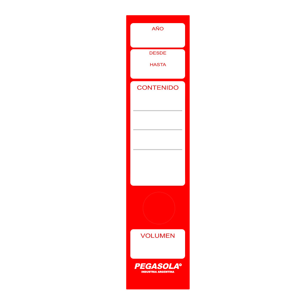 Lomo autoadhesivo para bibliorato rojo, pack de 20 unidades