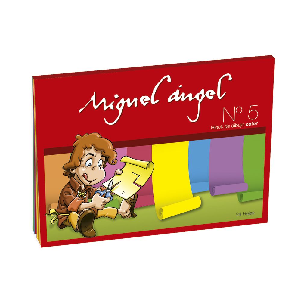 Block de dibujo Miguel Angel N°5, 24 hojas lisas color