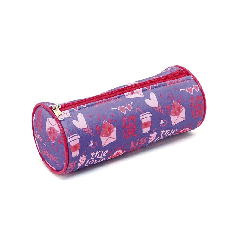Cartuchera de tela  neopren de 1 cierre Sweet Love tipo tubo
