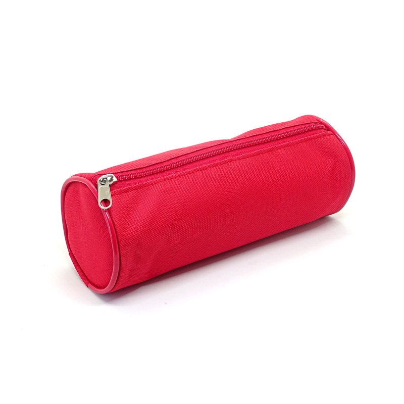 Cartuchera de tela cordura de 1 cierre tipo tubo roja