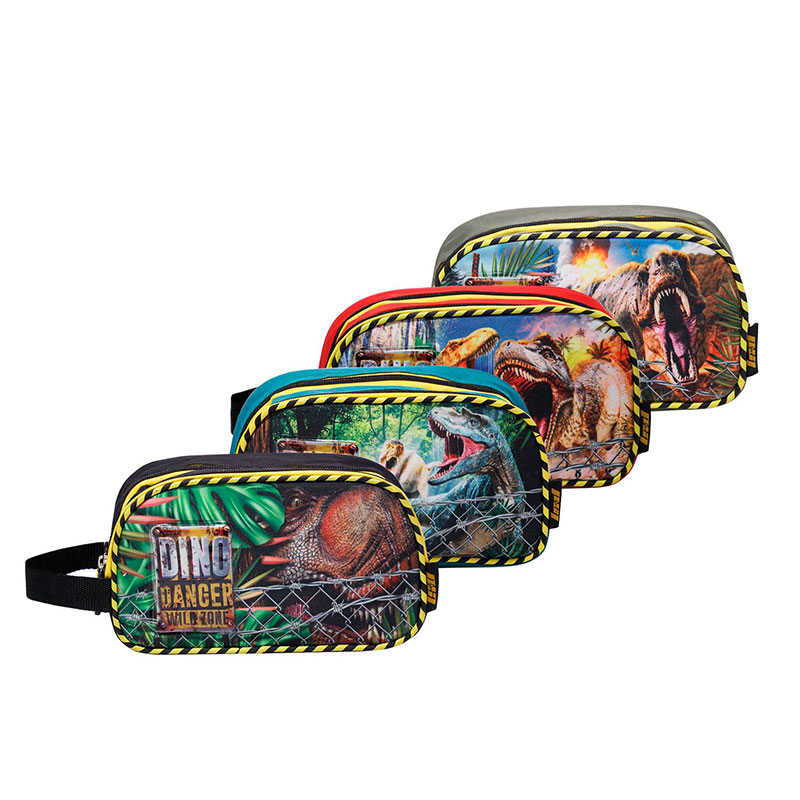 Cartuchera de 2 cierres con divisiones LSyD Dinos Danger