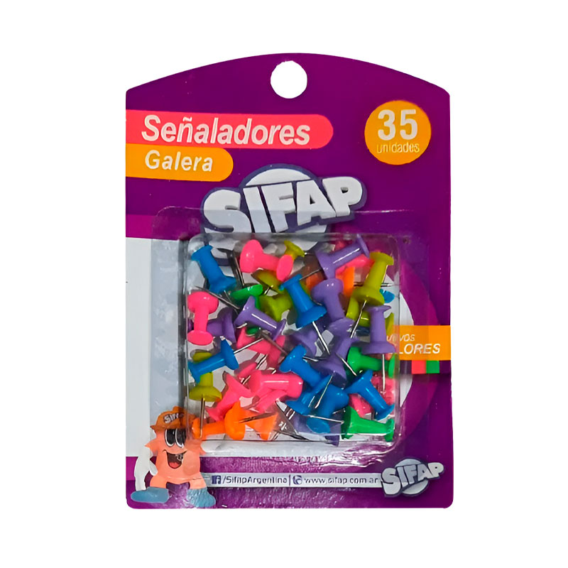 Señaladores galera Sifap colores surtidos, blister de 35 unidades