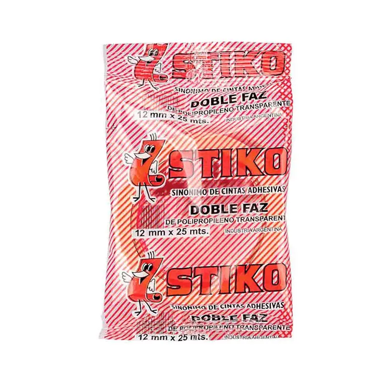 Cinta adhesiva 12mm. x 25mts. Stiko Doble Faz bifaz 