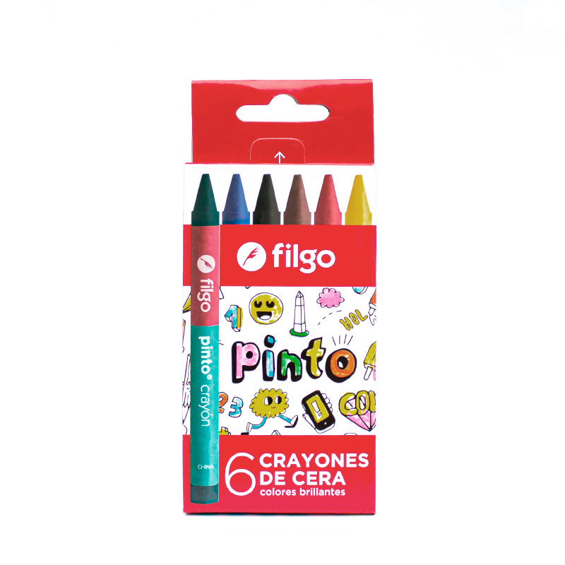 Crayones de cera Filgo Pinto, caja de 6 colores