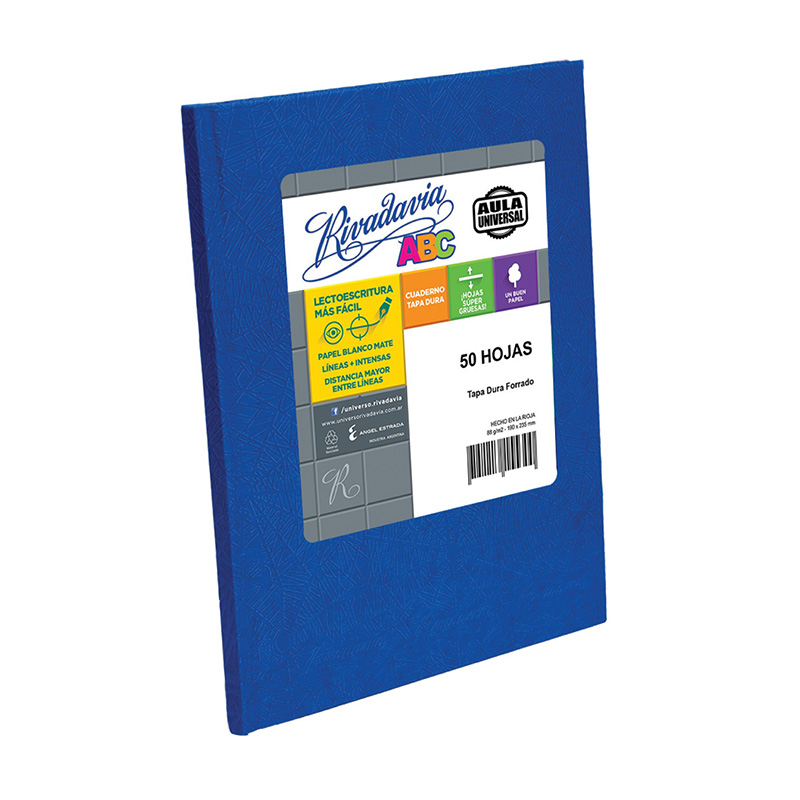 Cuaderno Rivadavia ABC Aula Universal azul, 19x23cm. 50 hojas cuadriculadas Grande